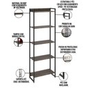 Ver imagem 7 de Kit Estante Areta 5 Prateleiras com Mesa Industrial Aspen 135cm C01 Carvalho Dark - Lyam Decor