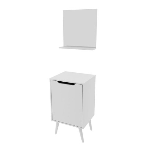 Armário de Banheiro 45cm 1 Porta com Espelho BN3691 Branco - Tecno Mobili