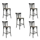 Ver imagem 1 de Kit 5 Banquetas Altas Paris em Aço Preto para Cozinha e Bancada Gourmet com Assento Corano - Bege