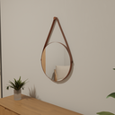 Ver imagem 3 de Espelho Redondo Adnet 40cm Moldura Couro Caramelo Banheiro Quarto Sala Hall