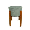Ver imagem 2 de Puff Banqueta Redondo Zoe Linho Cinza Decorativo Base de Madeira - Arkell