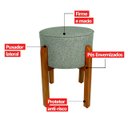 Ver imagem 5 de Puff Banqueta Redondo Zoe Linho Cinza Decorativo Base de Madeira - Arkell