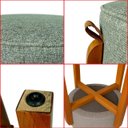 Ver imagem 7 de Puff Banqueta Redondo Zoe Linho Cinza Decorativo Base de Madeira - Arkell