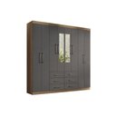 Ver imagem 1 de Guarda Roupa Casal 8 Portas e 6 Gavetas C/ Espelho Liverpool Jatoba/grafitte - Santos Andirá