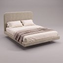Ver imagem 1 de Cama Box Base Casal com Cabeceira Zaya 138x188 Flutuante Estilo Japonesa Bouclê Bege - Desk Design