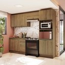 Ver imagem 1 de Armário de Cozinha Completa Torre Quente 100% Mdf 270cm Nogueira Celeste Kappesberg