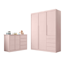 Ver imagem 1 de Conjunto Infantil Roupeiro e Comoda Perola Mdf Rosê Pheonix Baby