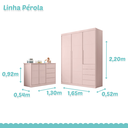 Ver imagem 7 de Conjunto Infantil Roupeiro e Comoda Perola Mdf Rosê Pheonix Baby