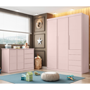 Ver imagem 6 de Conjunto Infantil Roupeiro e Comoda Perola Mdf Rosê Pheonix Baby