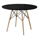 Ver imagem 1 de Mesa Eames Eiffel Redondo Tampo De Madeira 90Cm Preto Preto