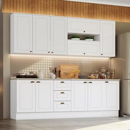 Cozinha Completa Americana 7 Peças Branco com Tampo - Móveis Henn - 2