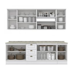 Cozinha Completa Americana 7 Peças Branco com Tampo - Móveis Henn - 5