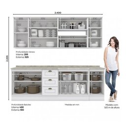 Cozinha Completa Americana 7 Peças Branco com Tampo - Móveis Henn - 6