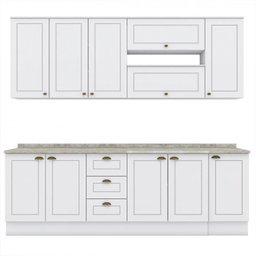 Cozinha Completa Americana 7 Peças Branco com Tampo - Móveis Henn - 3