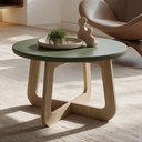 Ver imagem 1 de Mesa de Centro para Sala de Estar Redonda 58cm Pés Orgânico Yasmin A05 Menta Carvalho - Lyam Decor