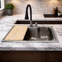 Ver imagem 1 de Kit Cuba Gourmet Aço Inox 304 Sobrepor Embutir Torneira Tábua Cozinha Inox Vitorelli