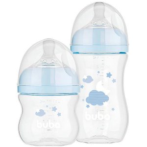 Kit 2 Mamadeira Easy Flow Nuvem Azul 120ml e 270ml Anticolica Buba