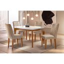 Ver imagem 1 de Kit Mesa Londrina C- Tampo Vidro 120cm + 4 Cadeiras Imbuia Creme