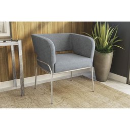 Poltrona Decorativa p/ Sala Urbana Linho Cinza - Kappesberg - 1