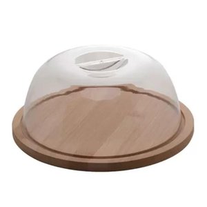 Queijeira De Bambu Com Tampa Plástico 23,5 X 10Cm Lyor