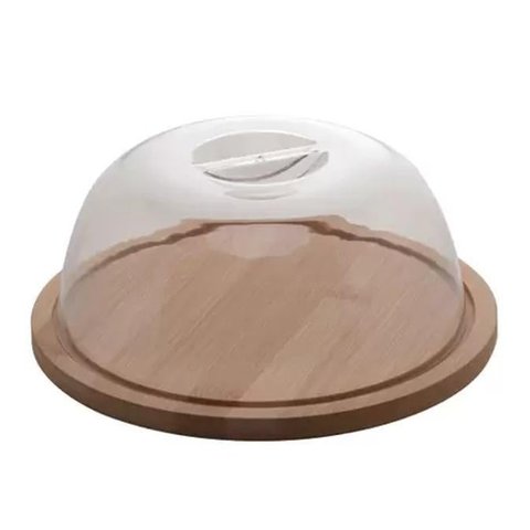 Queijeira De Bambu Com Tampa Plástico 23,5 X 10Cm Lyor