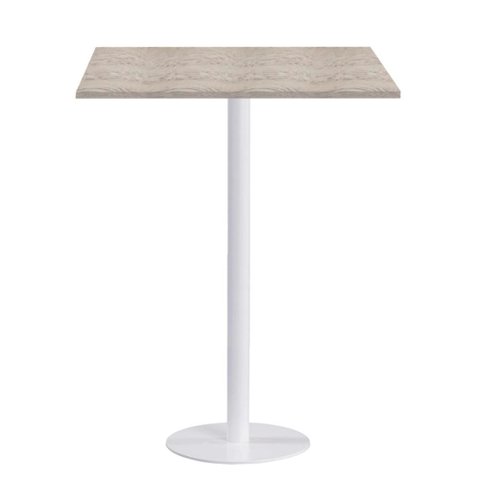 Mesa Pisa Beta Bistrô Fratini 107,50cm (a) Disco Redondo Branco Tampo Mdp Quadrado Castanheira 80cm
