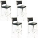 Ver imagem 1 de Kit 4 Banquetas EMPILHÁVEL cromada Altura 65cm assento e encosto preto - Poltronas do Sul