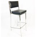 Ver imagem 3 de Kit 4 Banquetas EMPILHÁVEL cromada Altura 65cm assento e encosto preto - Poltronas do Sul