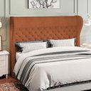 Ver imagem 2 de Kit Cabeceira Cama Box Casal 195 Cm Madrid com Puff Recamier Santorini P05 Bouclê Terracota - Lyam D