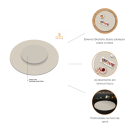 Bandeja Giratória Centro de Mesa Madeira 90 Cm Off White - 3