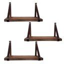 Ver imagem 1 de Kit 3 Prateleiras Rustica de Madeira Maciça tratada 40x15cm com alça Marrom para sala cozinha