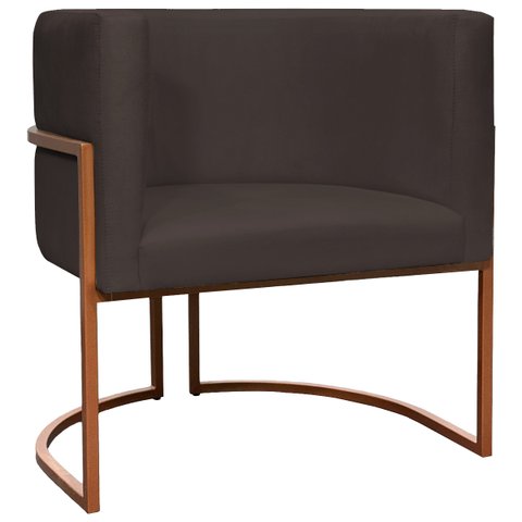 Poltrona Decorativa Recepção Luna Suede Cores Base de Ferro Bronze