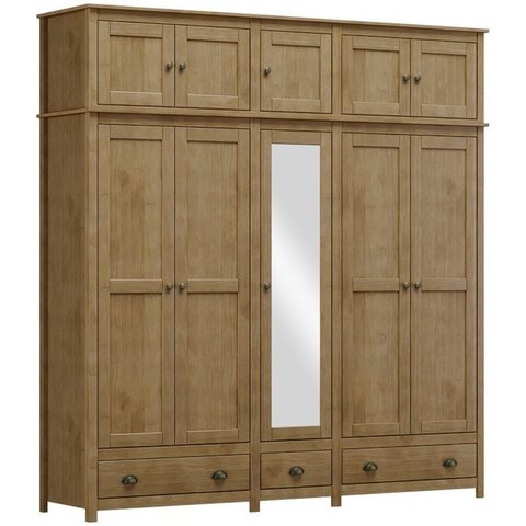 Guarda Roupa 10p 3g Espelho Madeira Maciça 220 Cm 9139 Freijo Milani Store