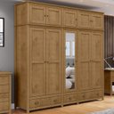 Ver imagem 2 de Guarda Roupa 10p 3g Espelho Madeira Maciça 220 Cm 9139 Freijo Milani Store