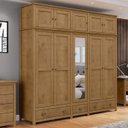 Ver imagem 7 de Guarda Roupa 10p 3g Espelho Madeira Maciça 220 Cm 9139 Freijo Milani Store