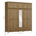Ver imagem 4 de Guarda Roupa 10p 3g Espelho Madeira Maciça 220 Cm 9139 Freijo Milani Store