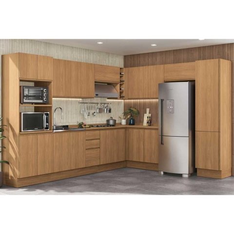 Cozinha Modulada Completa Ciela 14 Peças (5aéreos+4balcões+2paneleiros+3complementos) C14p80