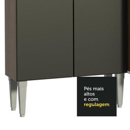 Armário de Cozinha Compacta 165cm Rustic/Preto Emilly Madesa 08 - 9