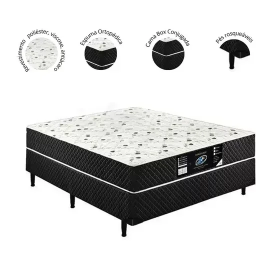 Cama Box Conjugado Casal Espuma Ortopédica - 44x138x188cm 7cm de Espuma - 3