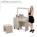 Ver imagem 5 de Penteadeira Camarim Led com Banqueta Espelho 5 Gavetas 95cm Mel Patrimar Off White