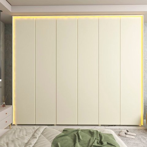 Guarda-roupa Casal 6 Portas com Led com Pés 100% Mdf Lumina