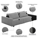Ver imagem 3 de Sofá Ilha Modular Living com Puff 232cm Georgia K04 Bouclê Grafite/preto - Mpozenato