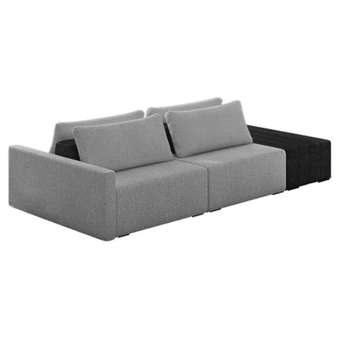 Sofá Ilha Modular Living com Puff 232cm Georgia K04 Bouclê Grafite/preto - Mpozenato