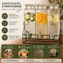 Ver imagem 3 de Suqueira Cristal Tripla com Suporte Kit 3 Dispenser em Vidro Bebidas Tampa Hermetica Suco Agua Crist