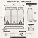 Ver mais imagens de Suqueira Cristal Tripla com Suporte Kit 3 Dispenser em Vidro Bebidas Tampa Hermetica Suco Agua Crist