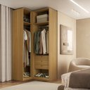 Ver imagem 3 de Módulo de Canto Reto 3 Portas 1 Espelho 100% Mdf Altezza Clean