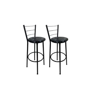 Kit 2 Banqueta Alta Preta Cozinha Gourmet Americana Balcão:preto Floral