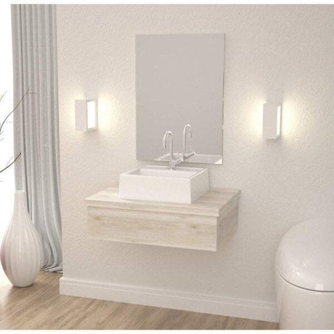 Conjunto para Banheiro Gabinete com Cuba Q32 600W Metrópole Branco/Snow
