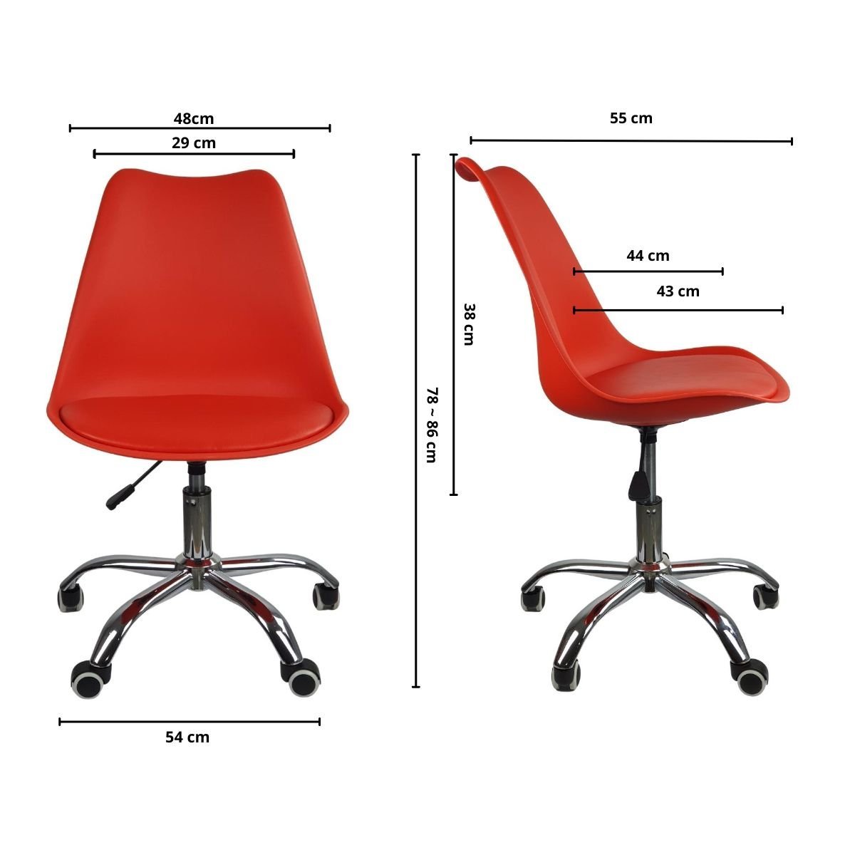 Cadeira Office com Rodizio Giratória Saarinen - Vermelho - 5