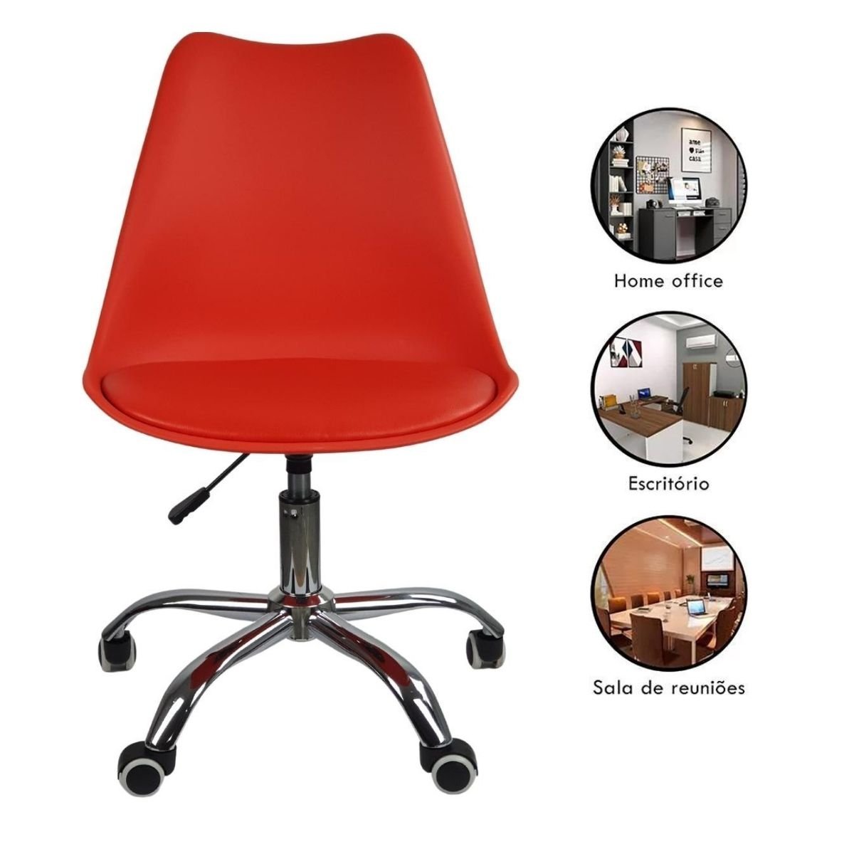 Cadeira Office com Rodizio Giratória Saarinen - Vermelho - 3